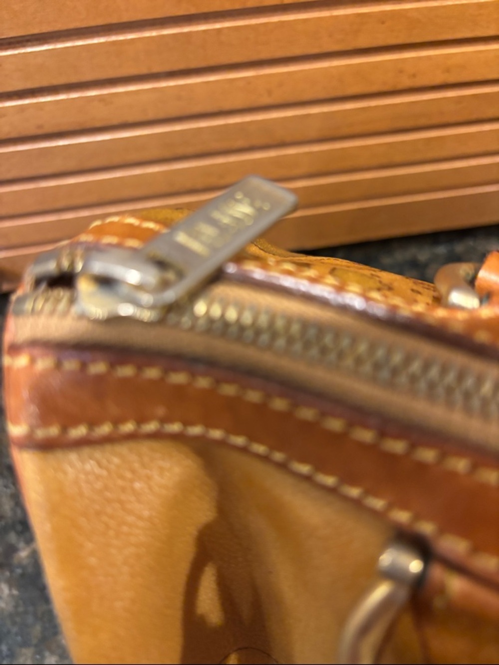 Alviero Martini Map-Print Leather Satchel in Cognac Brown - Picture 8 of 12